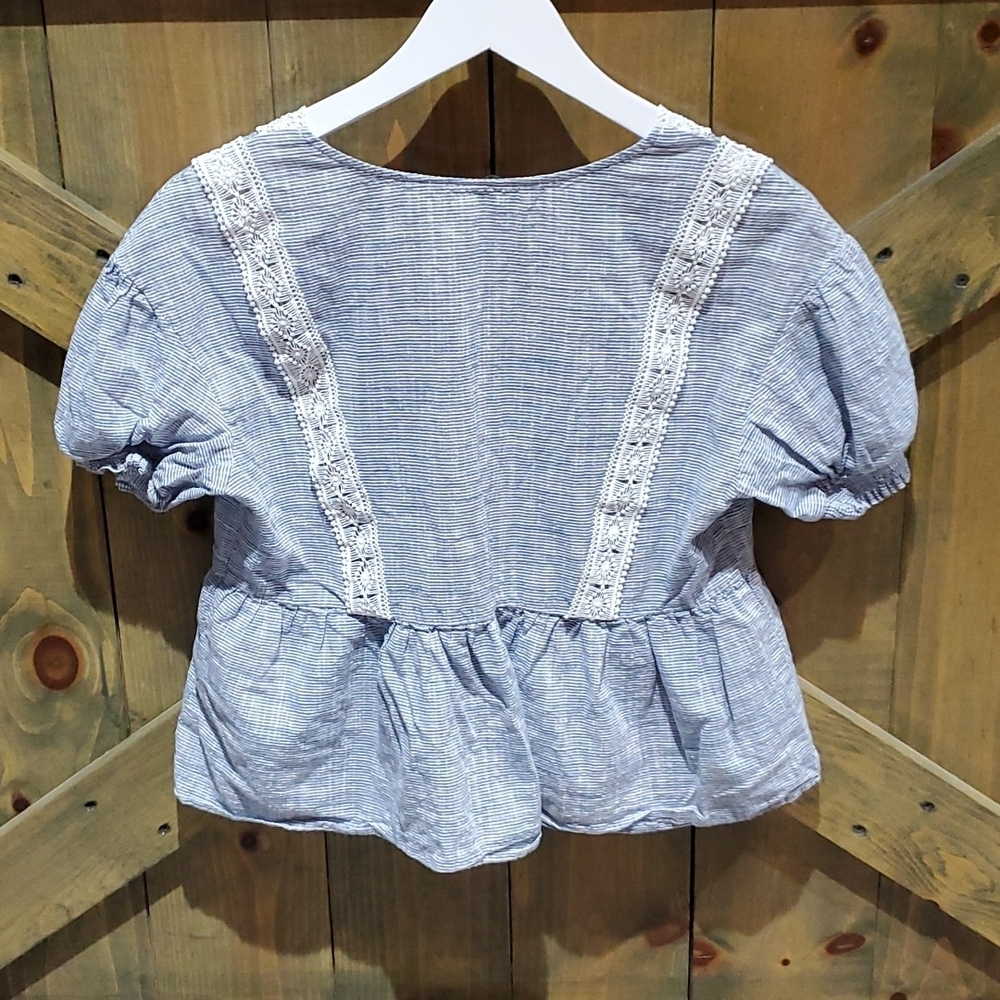 ZARA CROP TOP BLUE WHITE SIZE SMALL - Picture 2 of 6